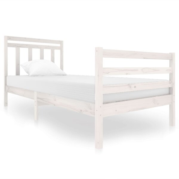 vidaXL Cadre de lit blanc bois massif 90x200 cm