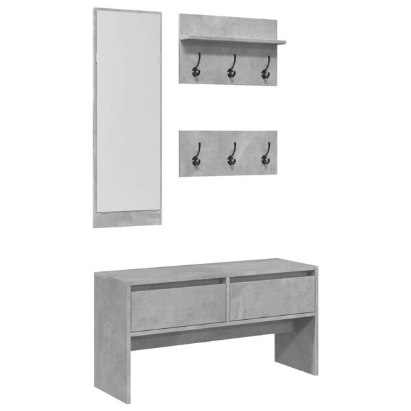 vidaXL Ensemble de meubles de couloir 4 Pièces gris béton bois ingénierie