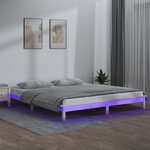 vidaXL Cadre de lit à LED blanc 140x190 cm bois massif