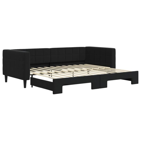 vidaXL Lit de jour avec lit gigogne noir 90x200 cm velours