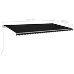 vidaXL Auvent automatique rétractable avec poteaux 6x3 m Anthracite