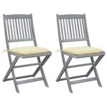 vidaXL Chaises pliables d'extérieur lot de 2 et coussins Bois d'acacia