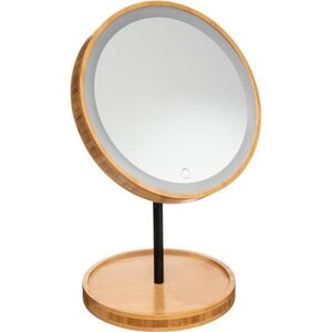Miroir LED pied haut en bambou