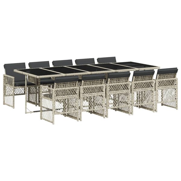 vidaXL Ensemble à manger de jardin 11Pièces avec coussins gris poly rotin