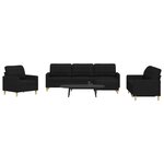 vidaXL Ensemble de canapés 4 Pièces avec repose-pied noir tissu