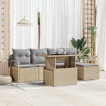 vidaXL Ensemble de Canapés de Jardin de 6 Pièces avec Coussins Beige Poly Rotin