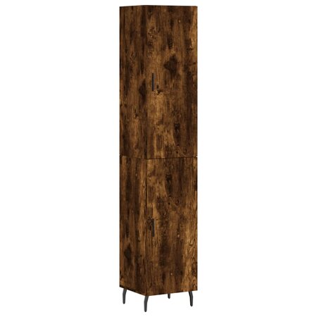 vidaXL Buffet haut Chêne fumé 34 5x34x180 cm Bois d'ingénierie