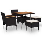 vidaXL Mobilier d'extérieur 5 Pièces Noir Résine tressée et bois d'acacia