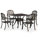 Ensemble de bistro jardin meuble extérieur terrasse 5 pièces aluminium coulé bronze 02_0013534