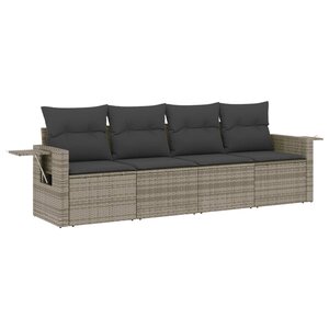 vidaXL Salon de jardin 4 Pièces avec coussins gris résine tressée