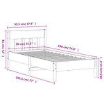 vidaXL Cadre de lit sans matelas blanc 90x190 cm bois de pin massif