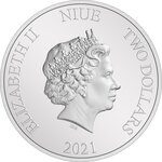 Pièce de monnaie 2 Dollars Niue 2021 1 once argent BE – Sauron