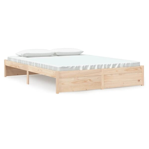 vidaXL Cadre de lit bois massif 150x200 cm très grand