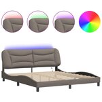 vidaXL Cadre de lit avec lumières LED taupe 180x200 cm tissu