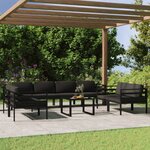 vidaXL Salon de jardin 9 Pièces avec coussins Aluminium Anthracite