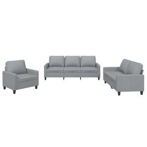 vidaXL Ensemble de canapés 3 Pièces avec coussins Gris clair Tissu