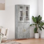 vidaXL Buffet haut Gris béton 69 5x34x180 cm Bois d'ingénierie