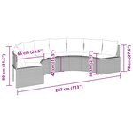vidaXL Canapé de jardin avec coussins demi-rond noir résine tressée