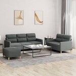 vidaXL Ensemble de canapés 3 Pièces avec coussins Gris foncé Tissu