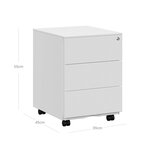 Caisson de bureau metal verrouillable avec 3 tiroirs rangement de documents papeterie préassemblé pour bureau bureau à domicile 39 x 45 x 55 cm (l x l x h) blanc 12_0003687