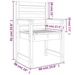 vidaXL Chaises de jardin 2 Pièces 60x48x91 cm bois massif de pin