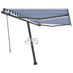 vidaXL Auvent automatique capteur de vent/LED 350x250 cm Bleu et blanc