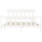 vidaXL Cadre de lit avec tête de lit blanc King Size bois massif