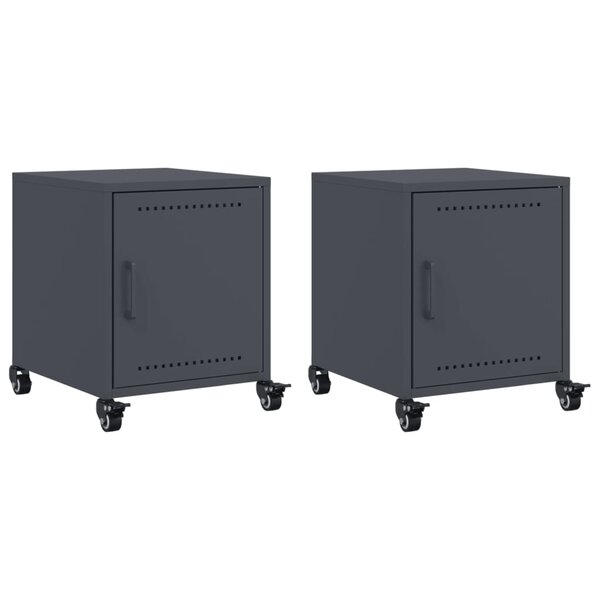 vidaXL Tables de chevet 2 Pièces anthracite 36x39x43 5 cm acier