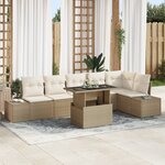 vidaXL Ensemble de Canapé de Jardin 7 pièces avec Coussins beige Poly Rattan