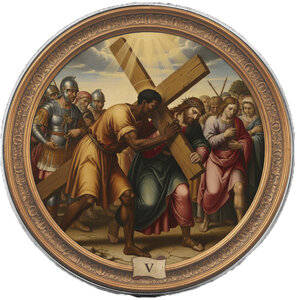 Monnaie SIMON HELPS JESUS CARRY THE CROSS Station V Via Crucis 1 Oz Argent 1$ USA 2026