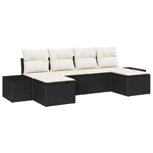 vidaXL Ensemble de canapé de jardin avec coussin 6 Pièces Noir et crème
