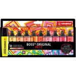 Etui carton de 10 surligneurs boss original arty - couleurs chaudes stabilo