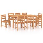 vidaXL Ensemble à manger de jardin 9 Pièces Bois de teck solide