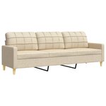 vidaXL Ensemble de canapés 3 Pièces avec repose-pied crème tissu