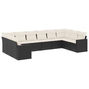 vidaXL Salon de jardin 10 Pièces avec coussins noir résine tressée