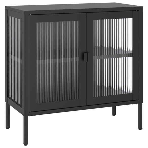 vidaXL Buffet noir 70x35x70 cm verre et acier