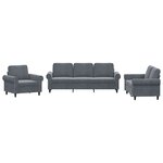 vidaXL Ensemble de canapés 3 Pièces avec coussins Gris foncé Velours