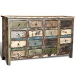 vidaXL Armoire avec 16 tiroirs en style antique Bois massif recyclé