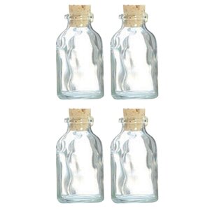 4 mini bouteilles en verre 6 cm avec bouchon liège
