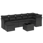vidaXL Salon de jardin 8 Pièces avec coussins noir résine tressée