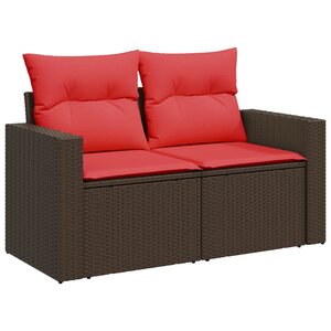 vidaXL Canapé de jardin avec coussins 2 places en résine tressée marron