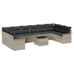 vidaXL Ensemble de Canapés de Jardin 11 Pièces avec Coussins Gris