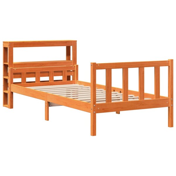 vidaXL Cadre de lit avec tête de lit cire marron 75x190 cm bois de pin