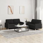 vidaXL Ensemble de canapés 2 Pièces avec coussins Noir Tissu