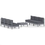 vidaXL Salon de jardin 7 Pièces avec coussins anthracite bois de pin