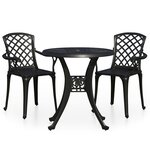 vidaXL Ensemble de bistro 3 Pièces Aluminium coulé Noir