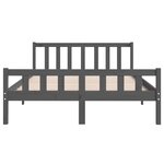 vidaXL Cadre de lit Gris Bois massif 140x190 cm