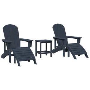 vidaXL Chaise de jardin 3 Pièces Bleu marine Polyéthylène