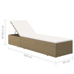 vidaXL Chaise longue Résine tressée Marron et blanc crème