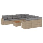 vidaXL Salon de jardin et coussins 12 Pièces mélange beige résine tressée